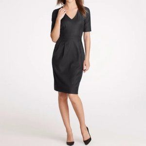 J. Crew Memo Dark Gray Wool Short Sleeve Pencil Dress 0